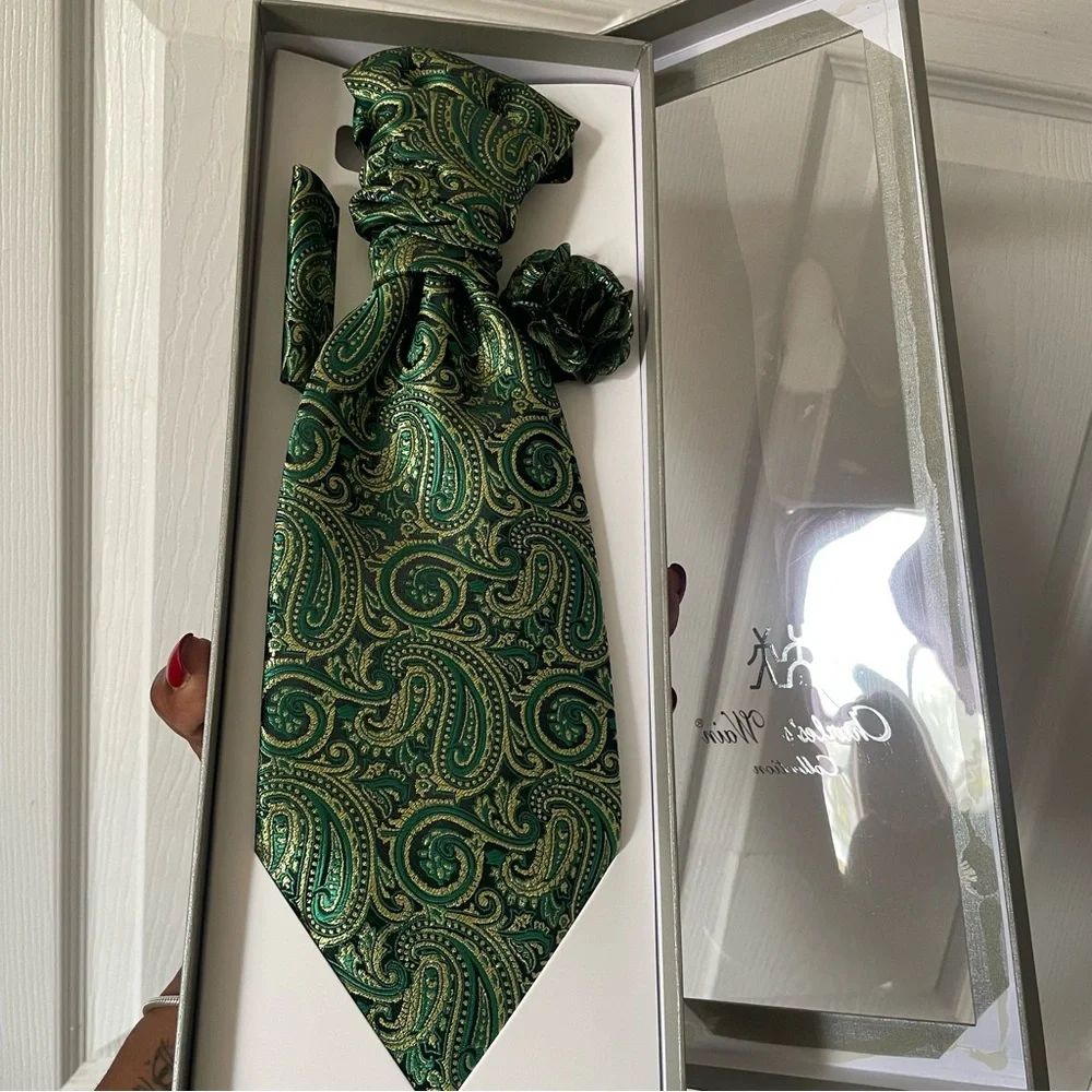 Green Paisley Tie Set - Men Accessories